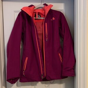 The North Face Women's Magenta and Orange Ski Jacket, Small